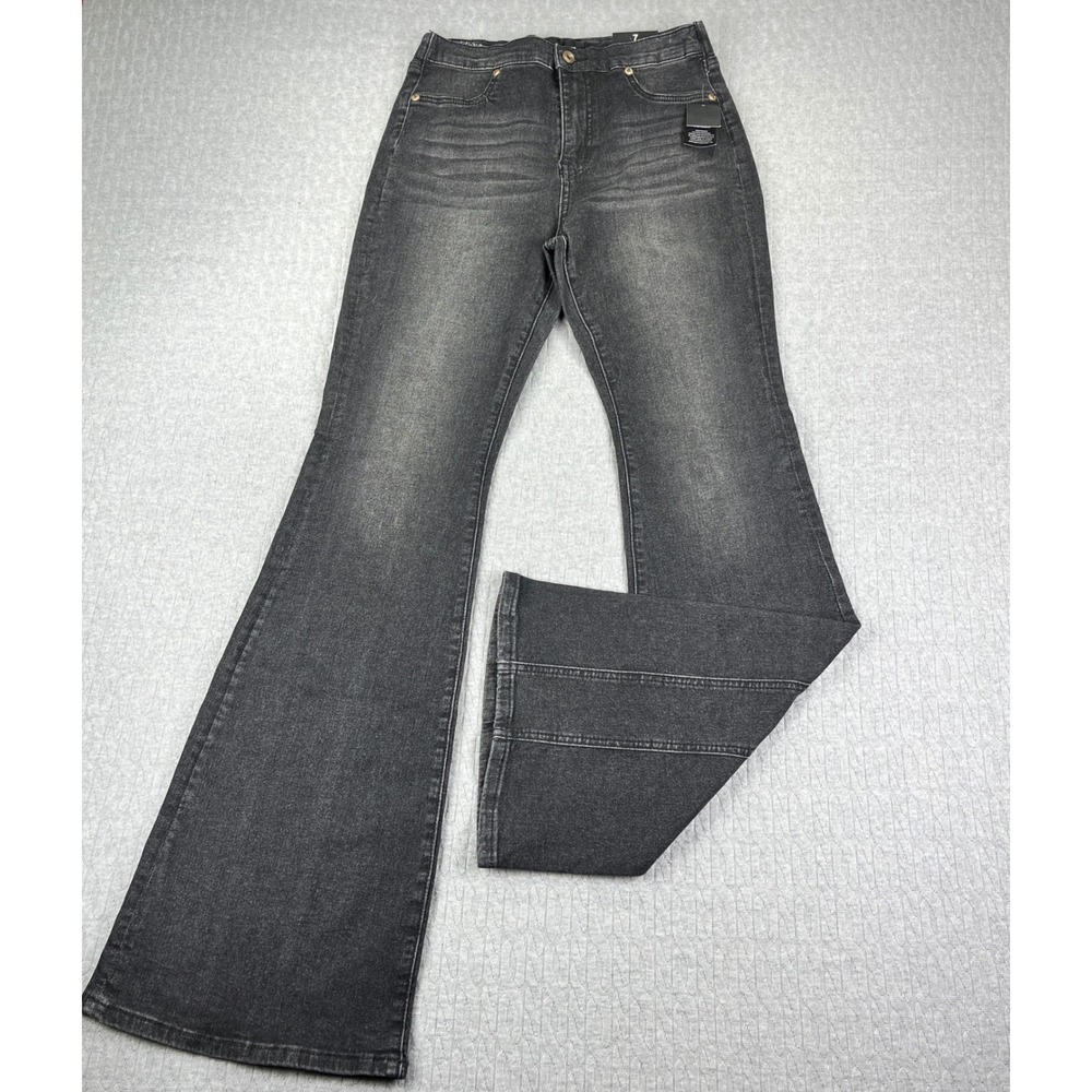New Fashion Nova Bootcut Flare Jeans‎ Women 7 high-rise Black Wash Stretch